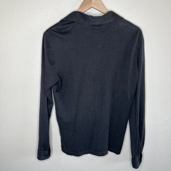 Ralph Lauren Black Label Mens Long Sleeve Cotton Polo Shirt Charcoal Black Small - Picture 8 of 11